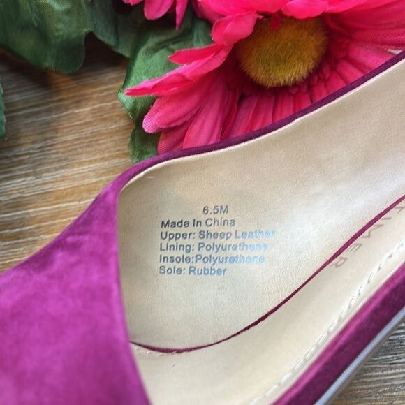 GIBSON latimer fuchsia suede peep toe heel size 6.5M - Picture 8 of 11